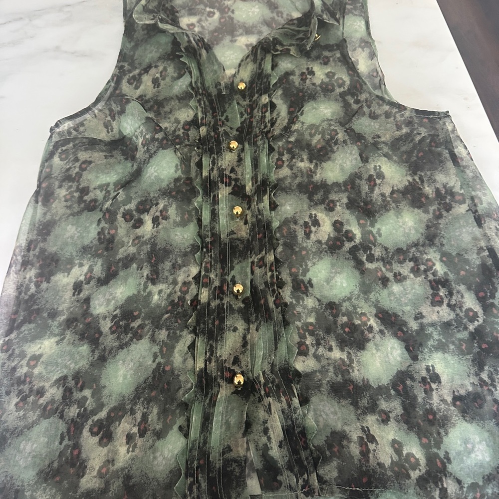 Sheer Green Sleeveless Top